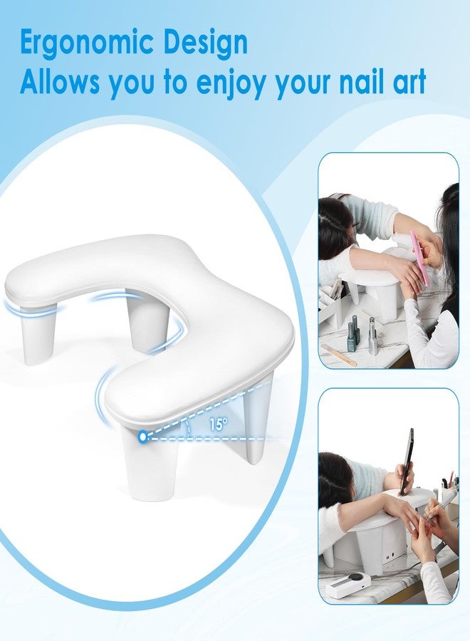 LIONVISON Arm Rest for Nails Tech U Shaped - Comfortable Manicure Nail Hand Rest Pillow Cushion, Nail Armrest Stand for Acrylic Nail Art Tech, Quick Installation, White - Image 2
